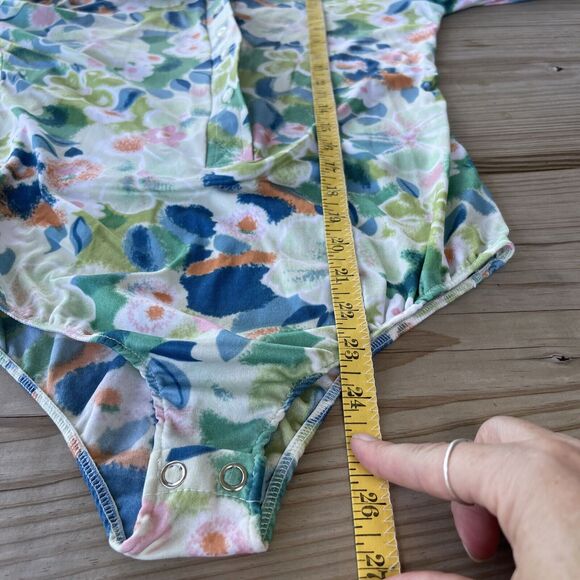Vintage 1970’s Collared Long Sleeve Snap Bodysuit Women’s Small Floral Retro - Picture 8 of 8